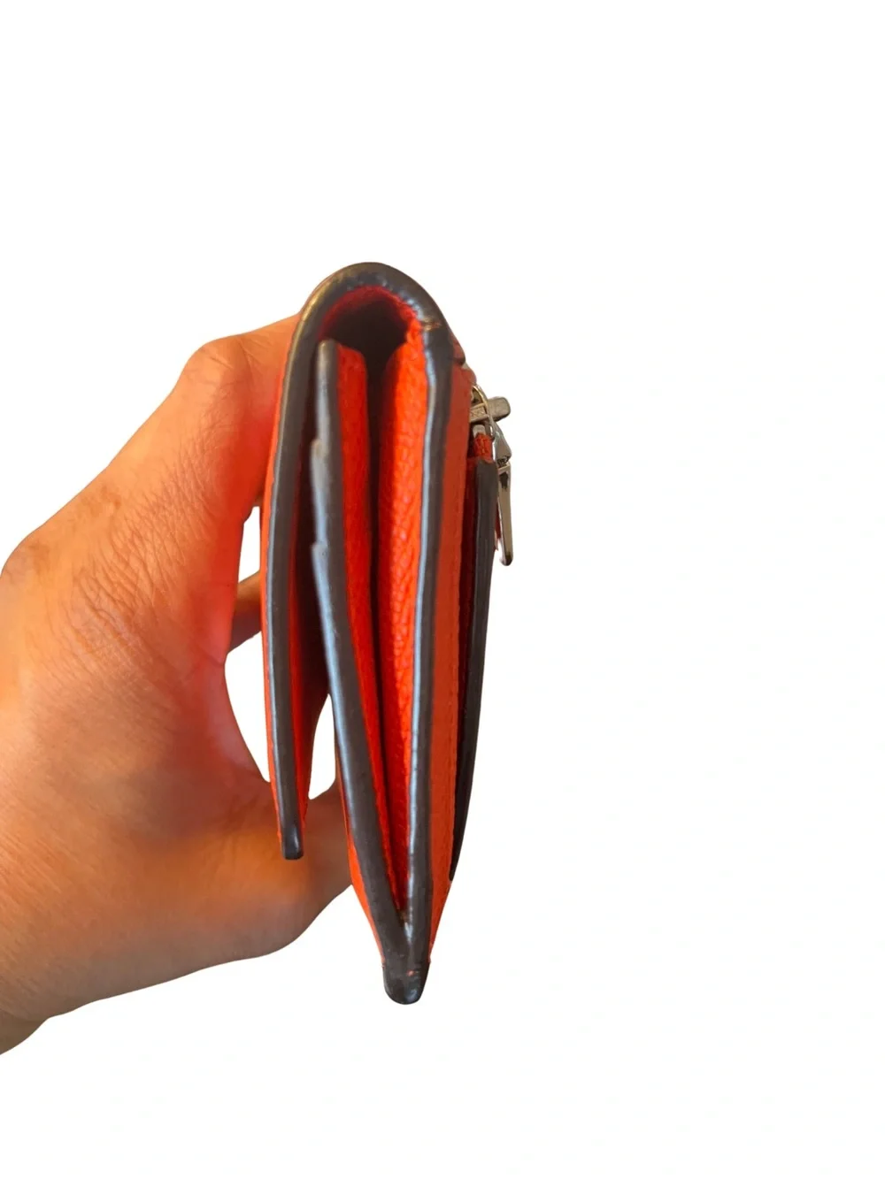 COACH Orange Pebbled Leather Continental Wallet
